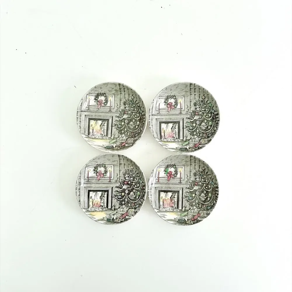 JOHNSON BROS IRONSTONE CHRISTMAS COASTER PLATES SET OF 4